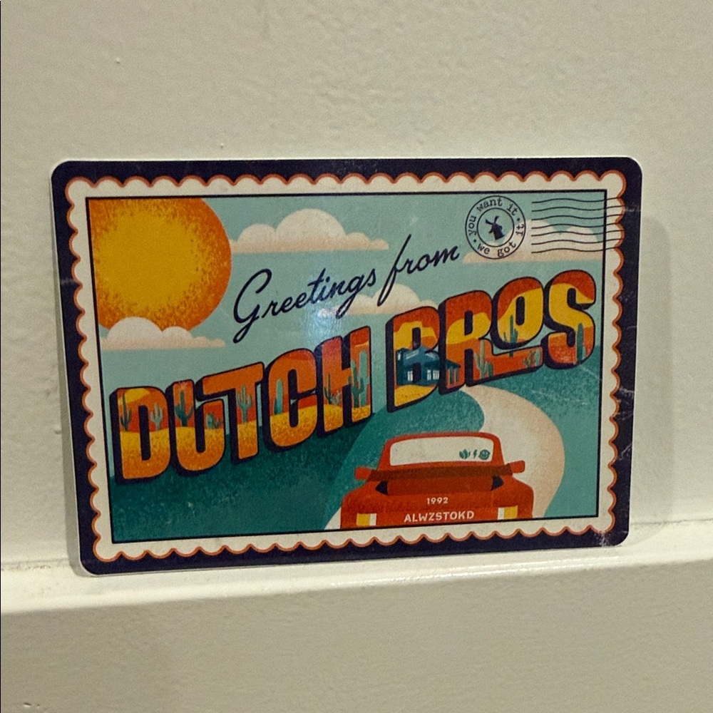 Dutch Bros Vintage Style Postcard sticker